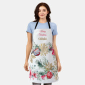 Tablier Red Poinsettia Fleur Noël Soirée (Porté)