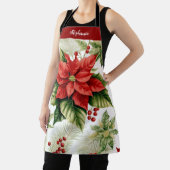 Tablier Red Poinsettia Holly Berry Noël personnalisé (Insitu)