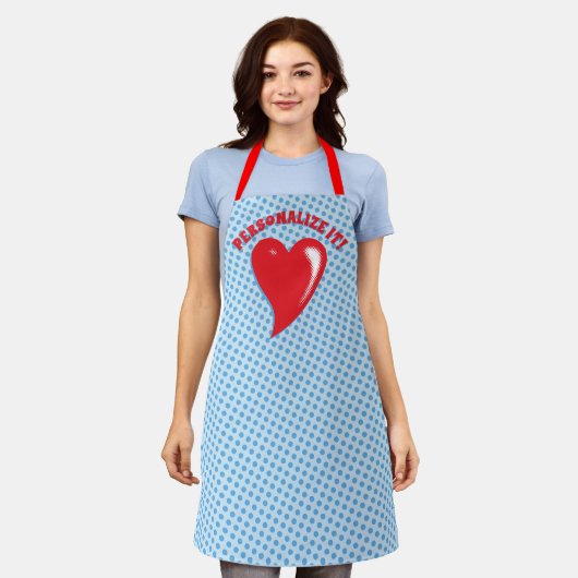 Tablier Red Pop Art Heart (Porté)