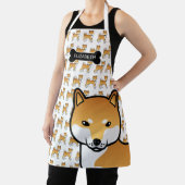 Tablier Red Shiba Inu Cute Cartoon Chien & Nom (Insitu)