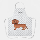 Tablier Red Smooth Hair Dachshund mignon Dessin et nom (Recto)