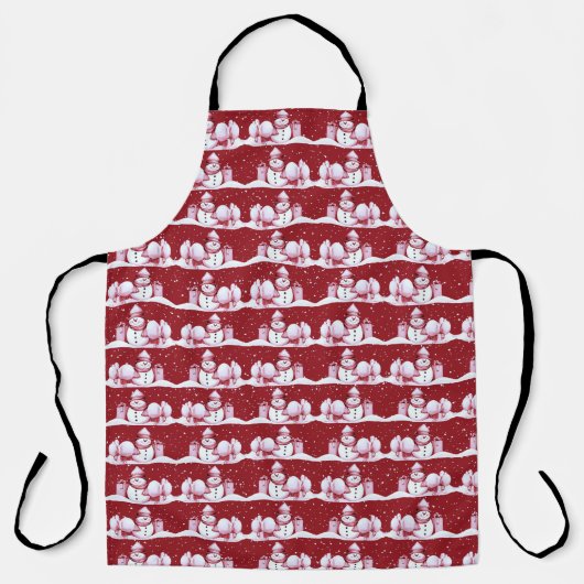 Tablier Red Snowman Noël neige appart. (Recto)