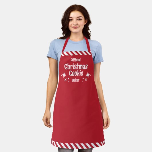 Tablier Red Stripe Christmas Cookie Baker Medium Apron (Porté)