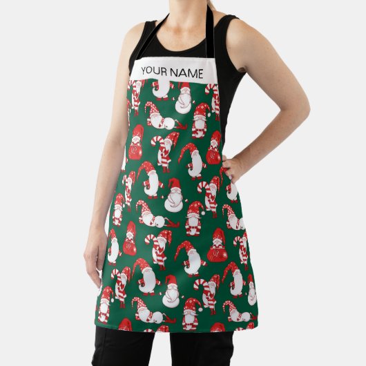 Tablier Red & White All-Over Christmas Gnome Pattern (Insitu)