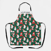 Tablier Red & White All-Over Christmas Gnome Pattern (Recto)