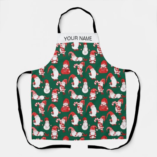 Tablier Red & White All-Over Christmas Gnome Pattern (Recto)