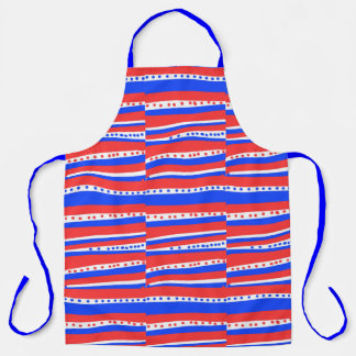 Tablier Red White Blue Circles Stripes Apron
