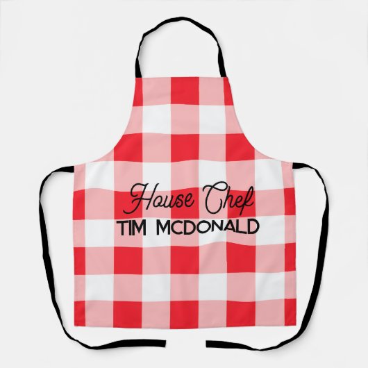 Tablier Red White Check Gingham HOUSE CHEF (Recto)