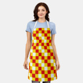 Tablier Red White Yellow Checkered Pattern Design  (Porté)