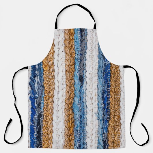 Tablier Rein patchwork : jean recyclé tapis. (Recto)