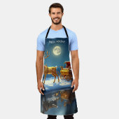 Tablier Reindeer Christmas Sleigh Holiday Apron (Porté)