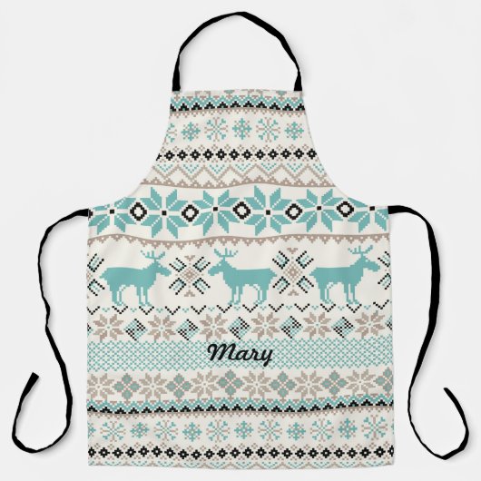 Tablier Reindeer et Motif nordique de flocon de neige (Recto)