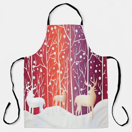 Tablier Reindeer Snowy Holiday Apron (Recto)