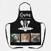 Tablier Reine De La Cuisine Noir Et Blanc Nom Photo (Recto)