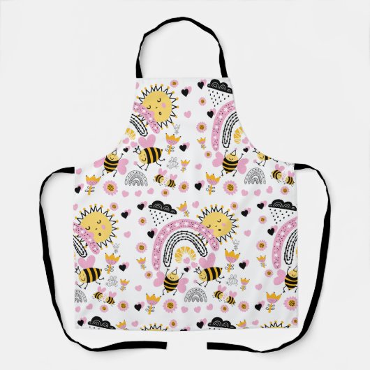 Tablier Reines ABEILLES Mignonnes Copines, Bébé Fille, Cad (Recto)