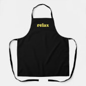 Tablier Relax noir jaune moderne typographie marrant cool (Recto)