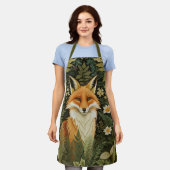 Tablier Renard Rouge Élégant et Feuillage Vert (Porté)