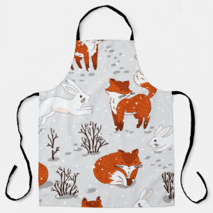 Tablier Renards d'hiver Bunny Motif sans couture