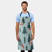 Tablier Renards, sapins, hiver, motif coloré (Porté)