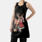 Tablier Renne de Noël rétro et fille Xmas (Insitu)