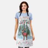 Tablier Rennes de Noël rouges et vertes (Porté)