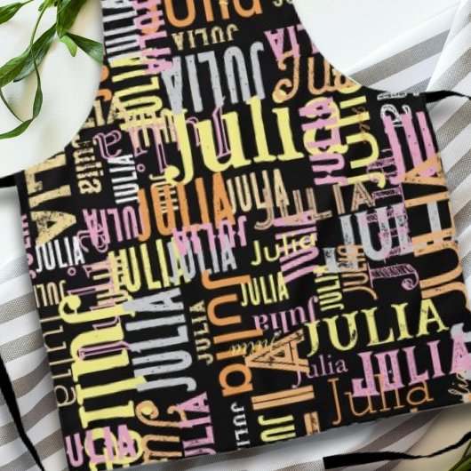 Tablier Répétition de son nom / Couleurs sur noir