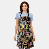 Tablier Répétition de son nom / Couleurs sur noir (Porté)