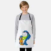 Tablier Requin comme patineur avec skateboard (Porté)