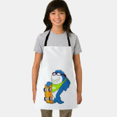 Tablier Requin comme patineur avec skateboard (Insitu)