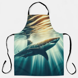 Tablier Requin dans la mer bleue profonde & soleil