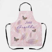 Tablier Respire simplement les papillons Feuille rose (Recto)