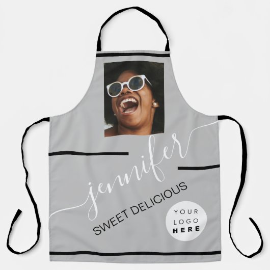 Tablier Restaurant Cakes Coffe Shop Photo Logo Gris (Recto)