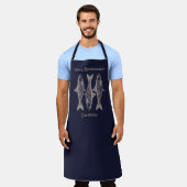 Tablier Restaurant de fruits de mer Navy Blue Fish (Porté)