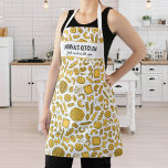 Tablier Restaurant de pâtes italiennes, Chef Nonna Texte P<br><div class="desc">Tablier amusant avec un motif de pâtes dessinées à la main et deux lignes de texte personnalisé. Ajoutez le nom d'une personne, le nom de votre Nonna, le nom du restaurant, le nom du café ou du magasin ou supprimez le texte et le rectangle et utilisez simplement le motif. Parfait...</div>
