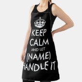 Tablier Restez calme et laissez (nom) le gérer drôle noir (Insitu)