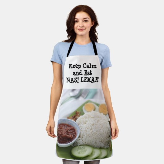 Tablier Restez calme et mangez l'apron Nasi Lemak (Porté)