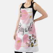 Tablier Restez sauvage, empreinte de léopard, cercles rose (Insitu)