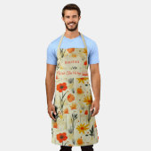 Tablier Résumé Floral Abstrait en Rouge et Orange (Porté)