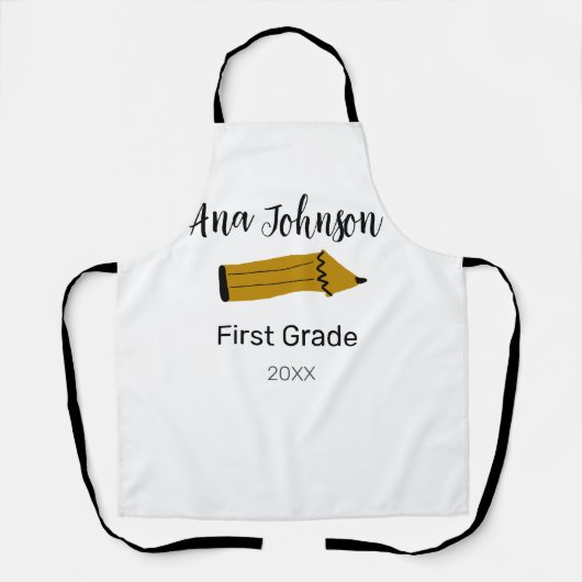 Tablier Retour au crayon de l'école ajouter nom classe ann (Recto)