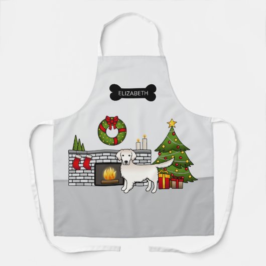 Tablier Retriever en or crème dans une chambre de Noël & n (Recto)
