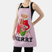 TABLIER RETRO 1950' COUPLE MERRY CHRISTMAS APRON (Insitu)