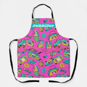 Tablier Retro 80s Parti Amusant brillant coloré Neon rose  (Recto)