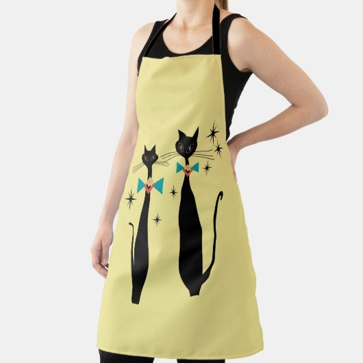 Tablier Retro Atomique Moyen Siècle Moderne MCM Chats Cool (Insitu)