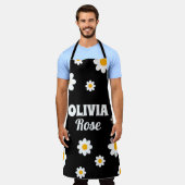 Tablier Retro Black Daisy 70's Hippie Nom personnalisé Cui (Porté)