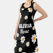 Tablier Retro Black Daisy 70's Hippie Nom personnalisé Cui (Insitu)