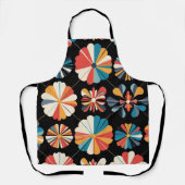 Tablier Retro Black Rainbow geometric Flowers Pattern  (Recto)