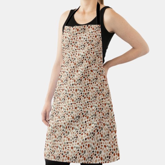 Tablier Retro Brown Dot Pattern All-Over Print Apron (Insitu)