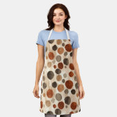 Tablier Retro Brown Dot Pattern All-Over Print Apron (Porté)