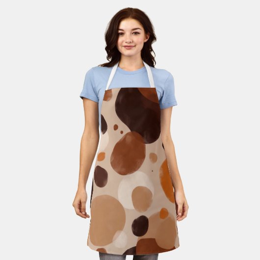 Tablier Retro Brown Dot Pattern All-Over Print Apron (Porté)