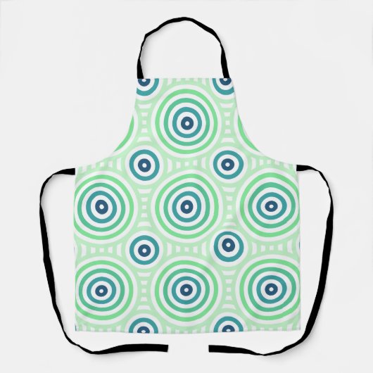 Tablier Retro Circulaire Geometric Pattern en Green & Blue (Recto)